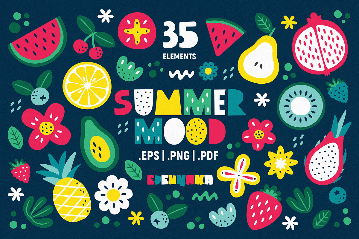 Summer Vibes Clipart & Patterns, a Seasonal Illustration by Ejevyaka (Photo 6 of 8)
