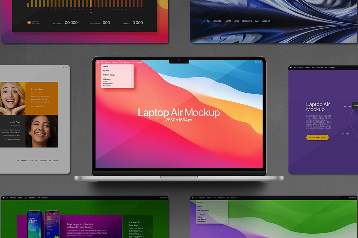 Macbook Air Mockup Presentation, a Mac Mockup by Avelina Studio (Photo 1 of 3)