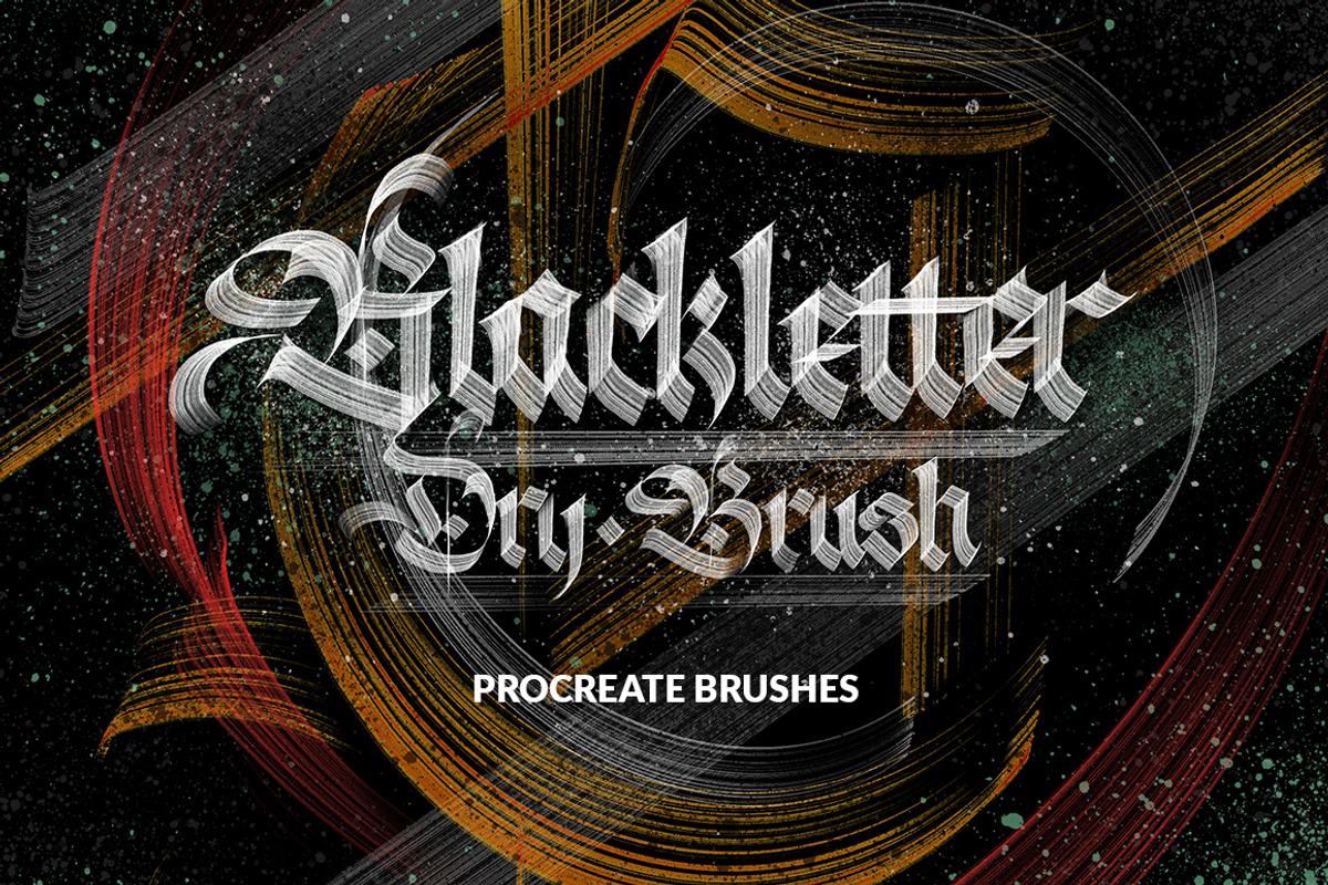 Blackletter Dry Brushes - Procreate, a Brush Add-On by Jake Rainis (Photo 1 of 11)