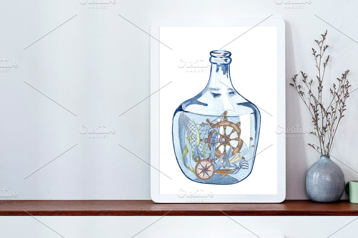 Nautical Seaside Watercolor Set, a Decorative Illustration by BarvArt (Photo 7 of 18)