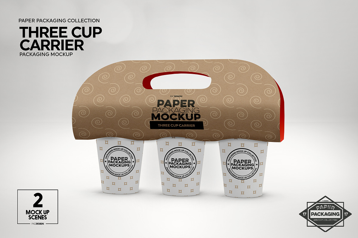 Three Cup Paper Carrier Mockup, a Cups & Container Mockup by INCDesign (Photo 9 of 12)