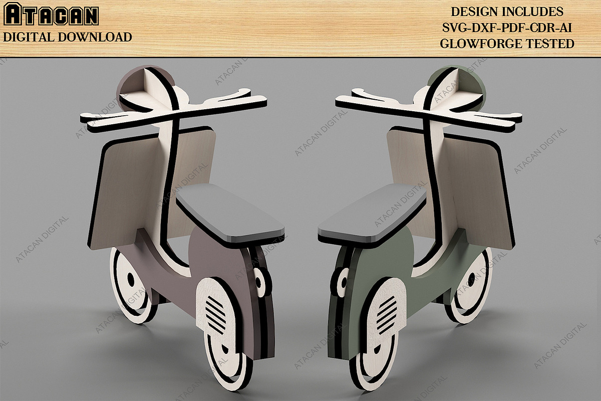 Lasercut Objects Scooter House Decor, a Design Template by AtacanDigital (Photo 3 of 10)