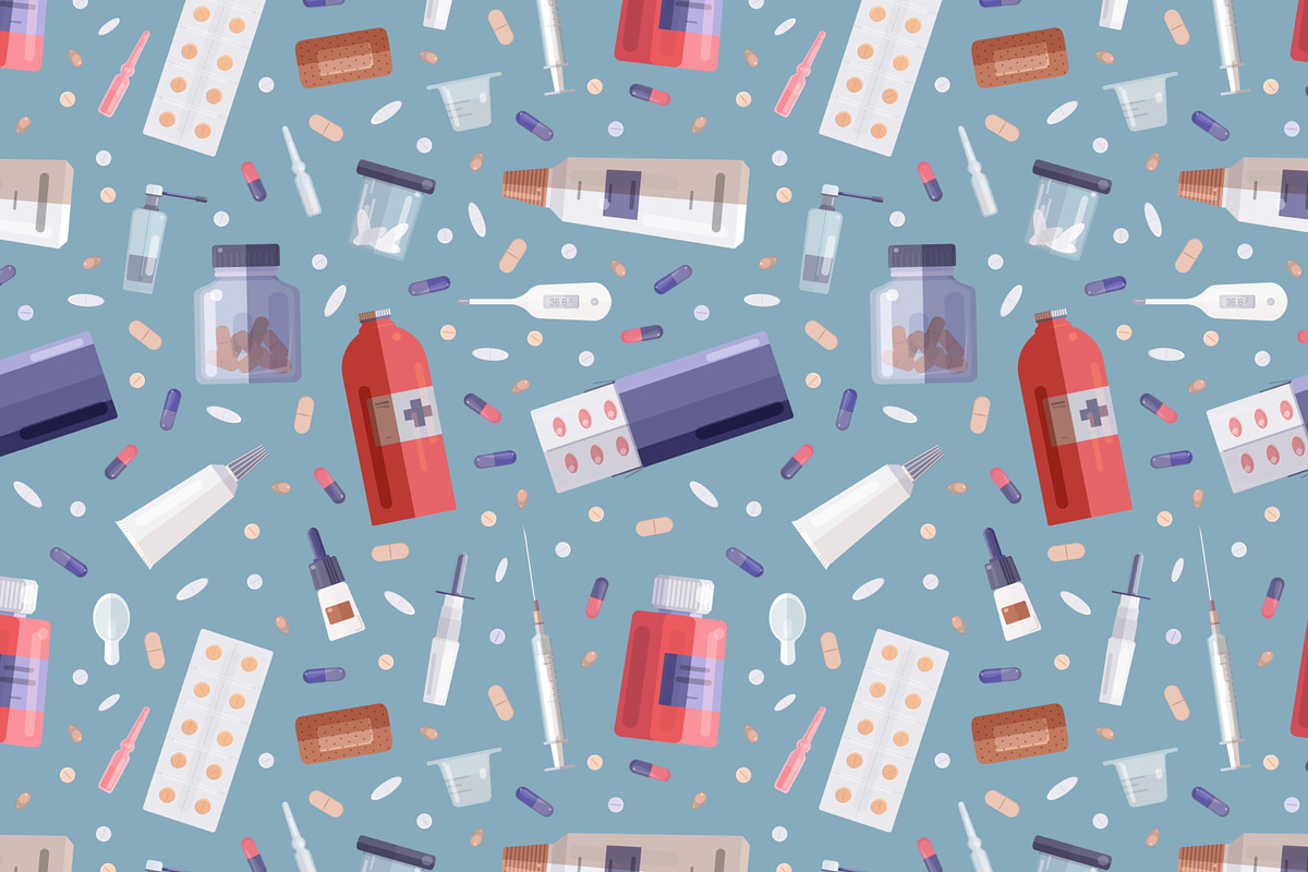 Medicine set + seamless pattern, a Healthcare Illustration by Good Studio (Photo 9 of 14)