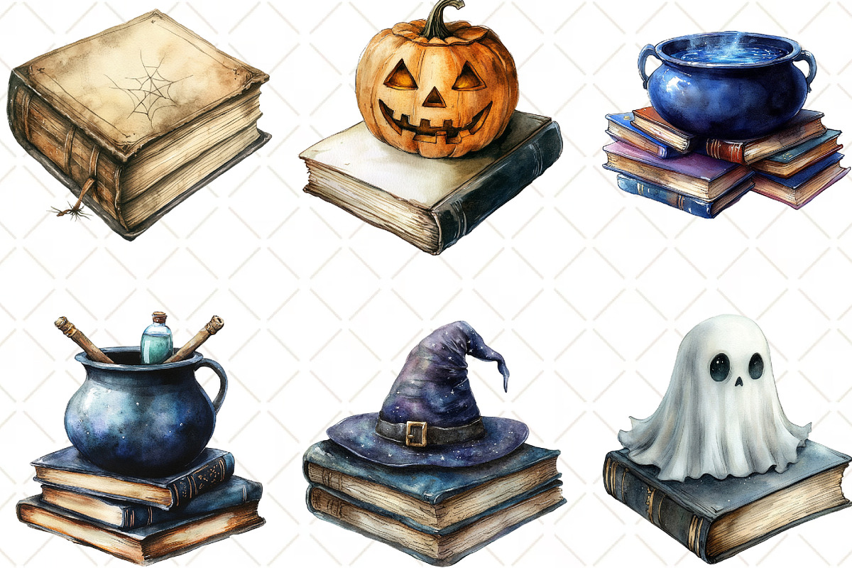 Spooky Halloween Library Clipart, an Illustration by Black Bird Studio (Photo 6 of 6)