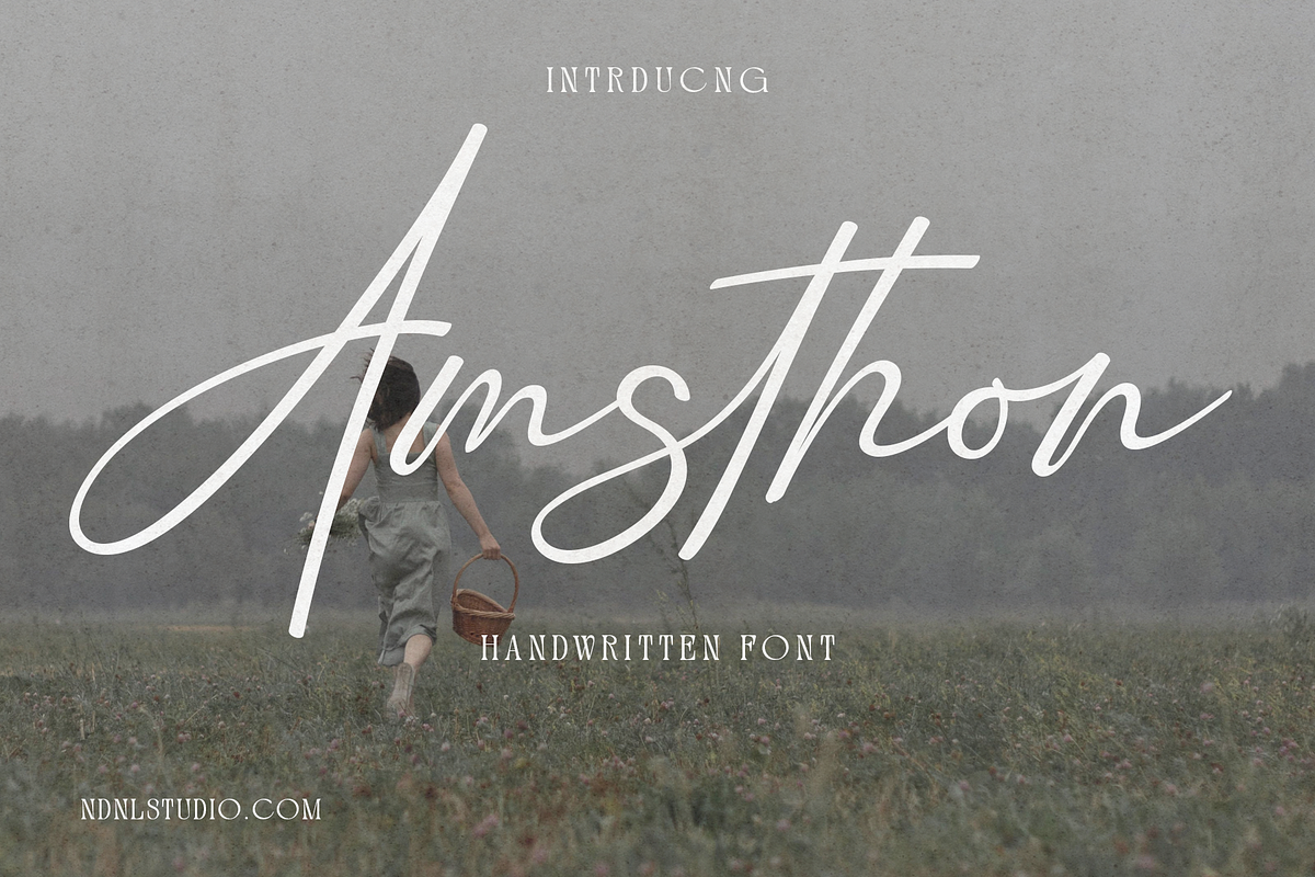 Amsthon – Handwritten Font, a Script Font by NDNL Studio (Photo 1 of 8)