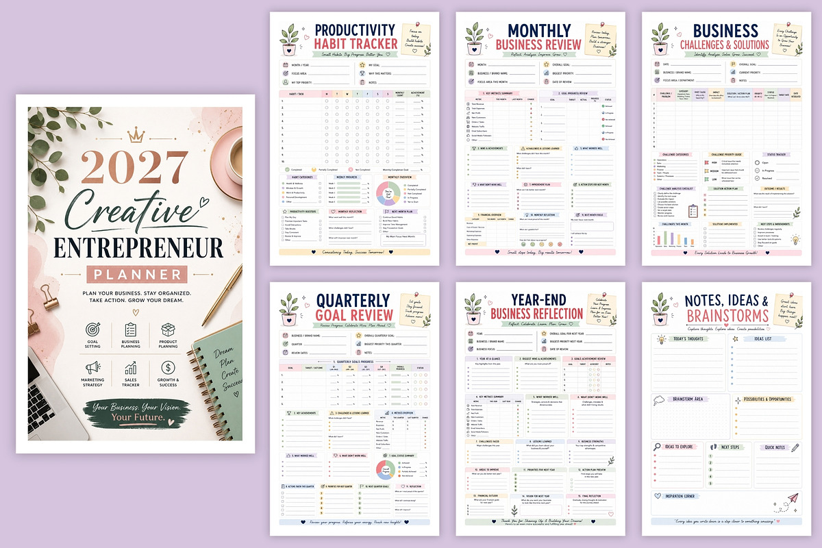 2027 Creative Entrepreneur Planner, a Stationery Template by Designmela01 (Photo 5 of 6)