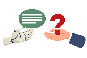 Human hand with question mark and, a Technology Illustration by Vectorbuum