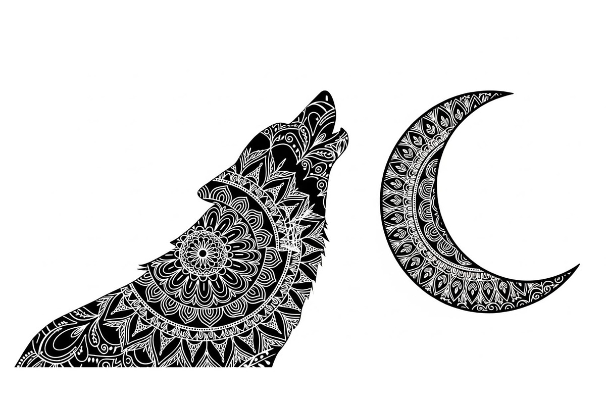 Mandala Moon Wolf SVG Bundle, an Illustration by Gaye Art (Photo 12 of 31)
