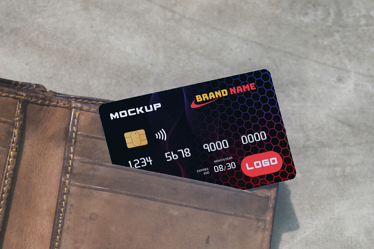Credit Card Mockup with Wallet, a Mockup by alimran24 (Photo 5 of 11)