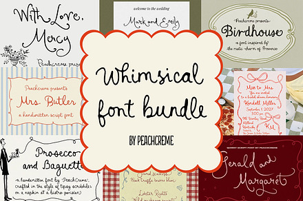 Whimsical Font Bundle by PeachCreme, a Script Font by PeachCreme