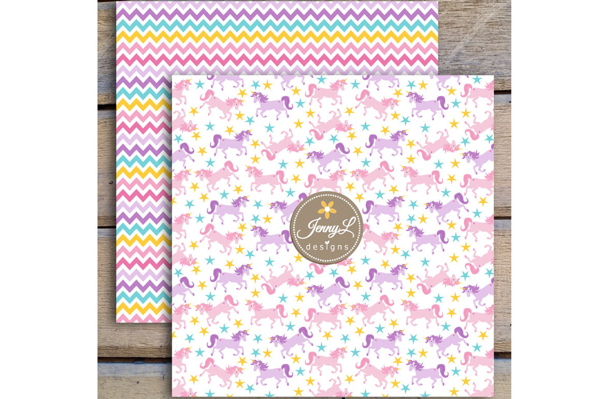 Unicorn Digital Papers & Clipart, a Pattern Graphic by JennyL Designs (Photo 3 of 6)