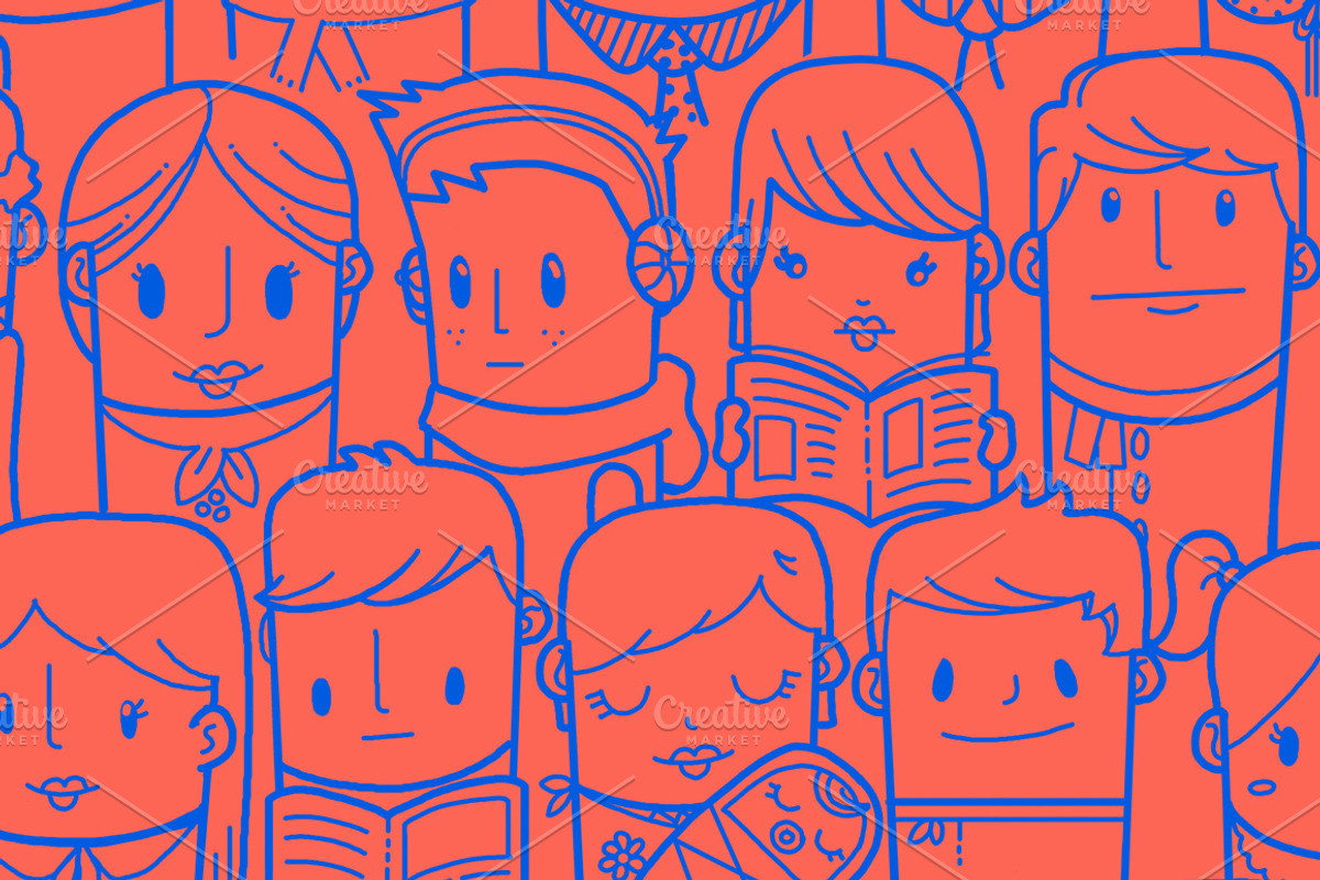 Seamless people pattern 1, a Pattern Graphic by Beatriz Gascón (Photo 4 of 5)