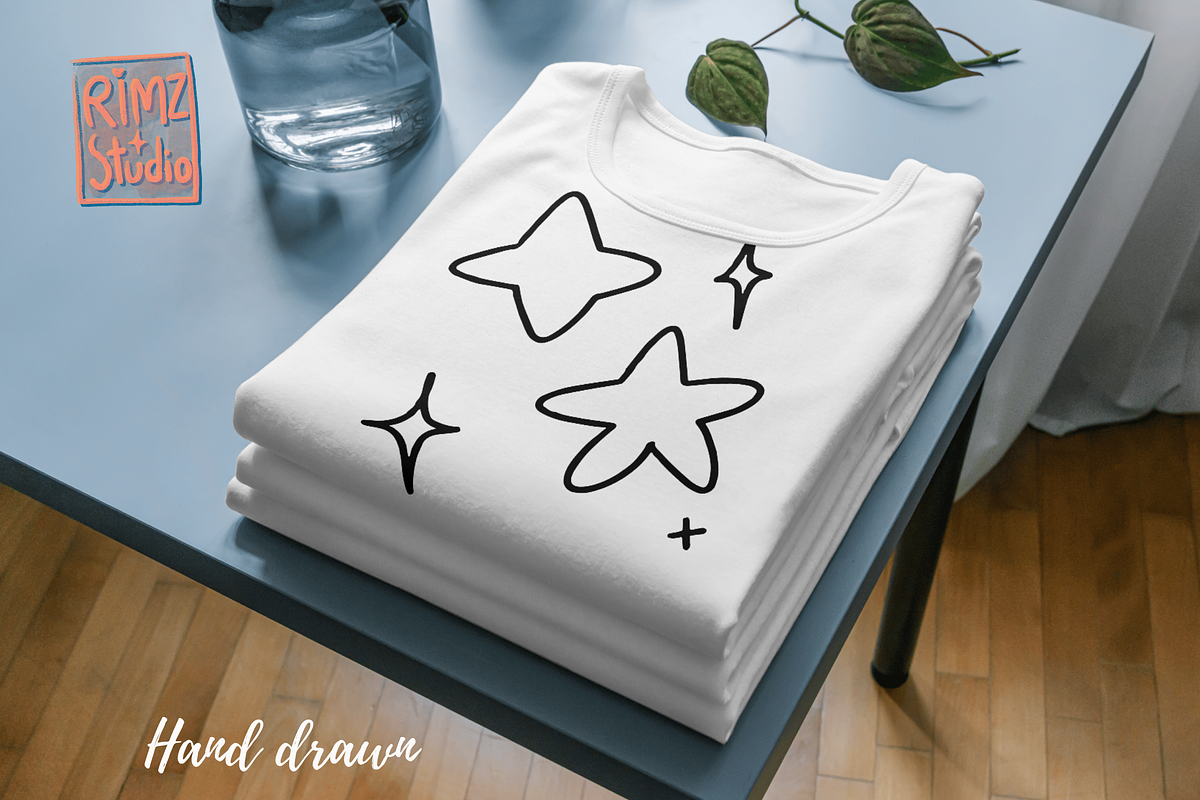 Sparkling stars hand drawn set SVG, an Illustration by RimzStudio (Photo 6 of 7)
