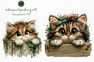 Whimsical Peeking Cat Clipart, a Seasonal Illustration by Craft Nest