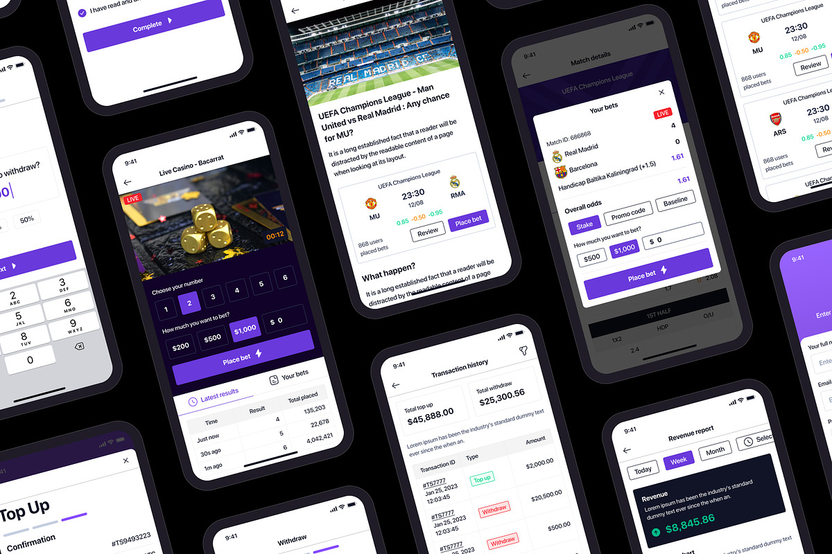 OneBet - Sports Bets UI Kit App, an UI Kit Template by sythongnguyen777 (Photo 6 of 7)