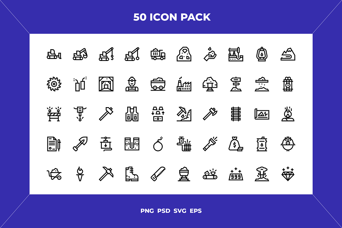 Mining icons, an Outline Icon by Wencory (Photo 1 of 2)