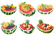 Watermelon Boat with Fruit Clipart, an Illustration by Pixels.Craft (Thumbnail 8 of 9)