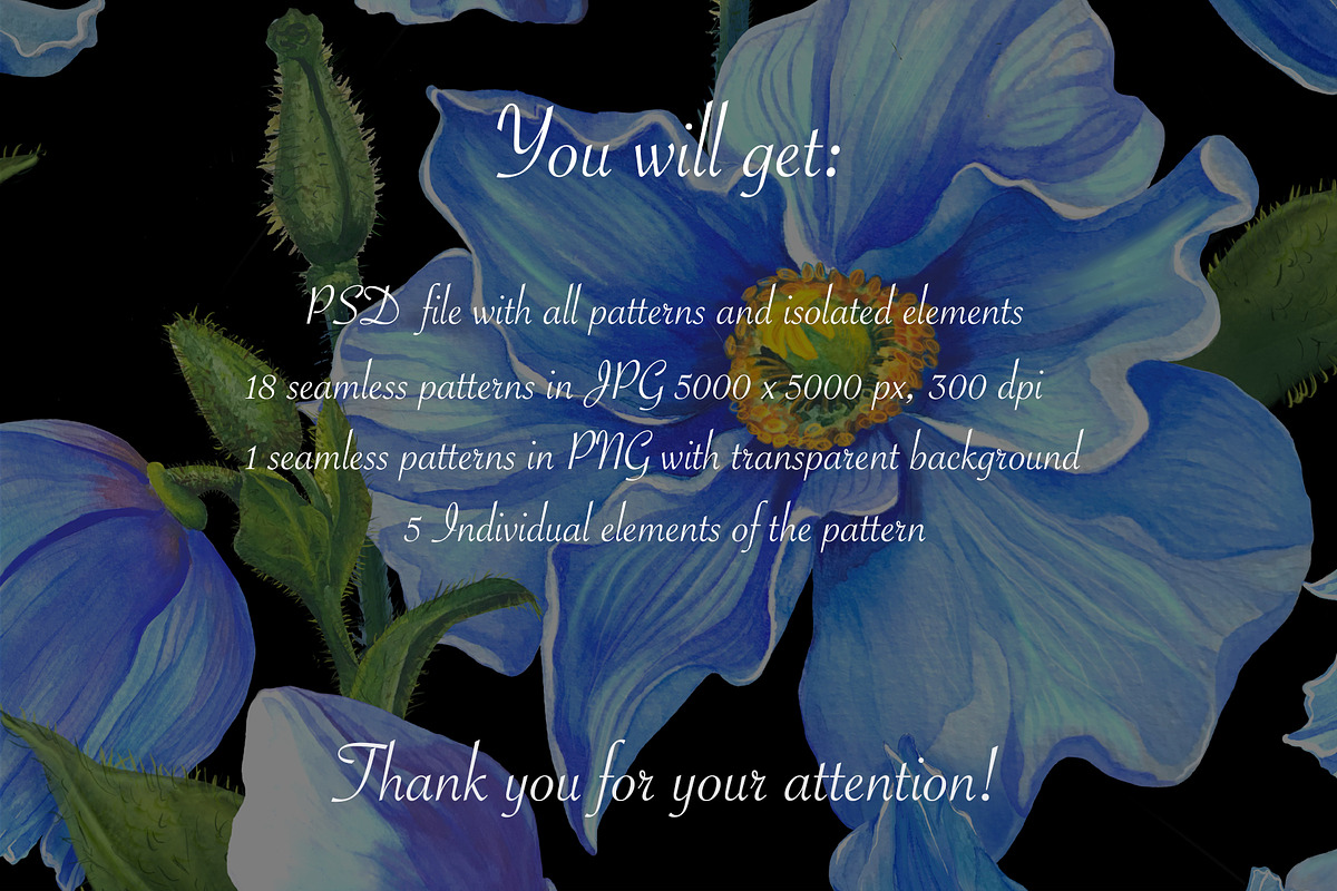 Meconopsis flowers Seamless Pattern, a Pattern Graphic by Yana Dobrik (Photo 11 of 11)