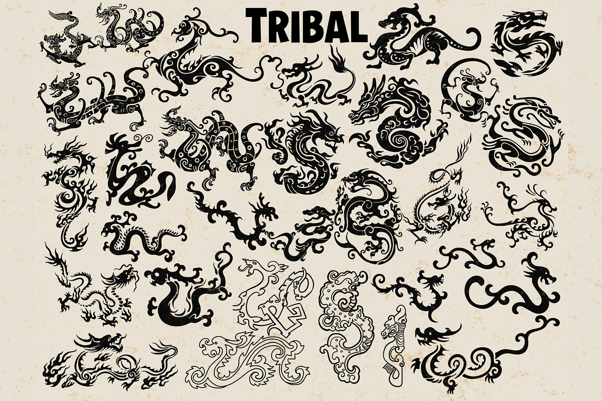 Dragon stamps for Procreate, a Brush Add-On by TheWhiteCatLab (Photo 6 of 9)