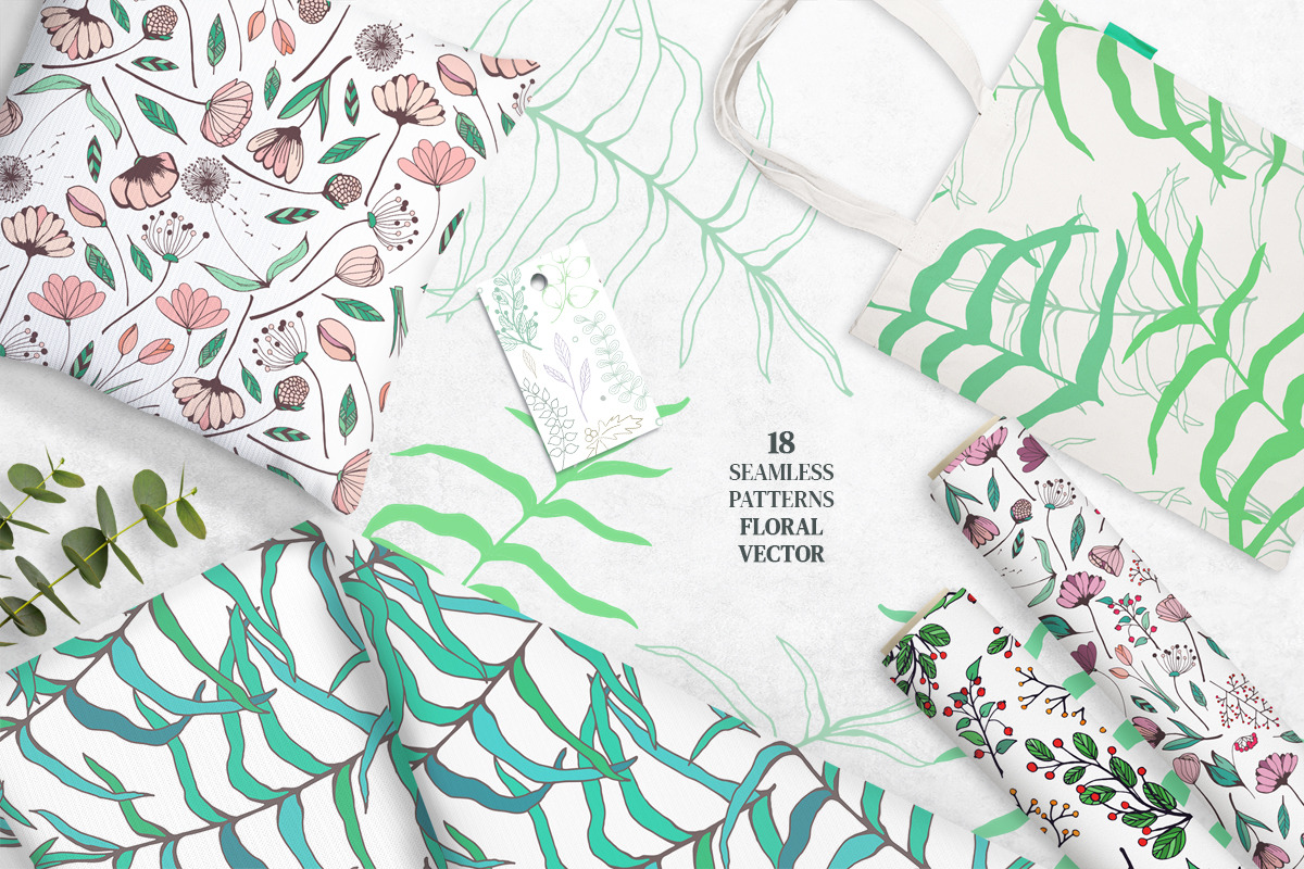 Floral Elements. Seamless Patterns., an Illustration by Diana Kovach (Photo 2 of 10)