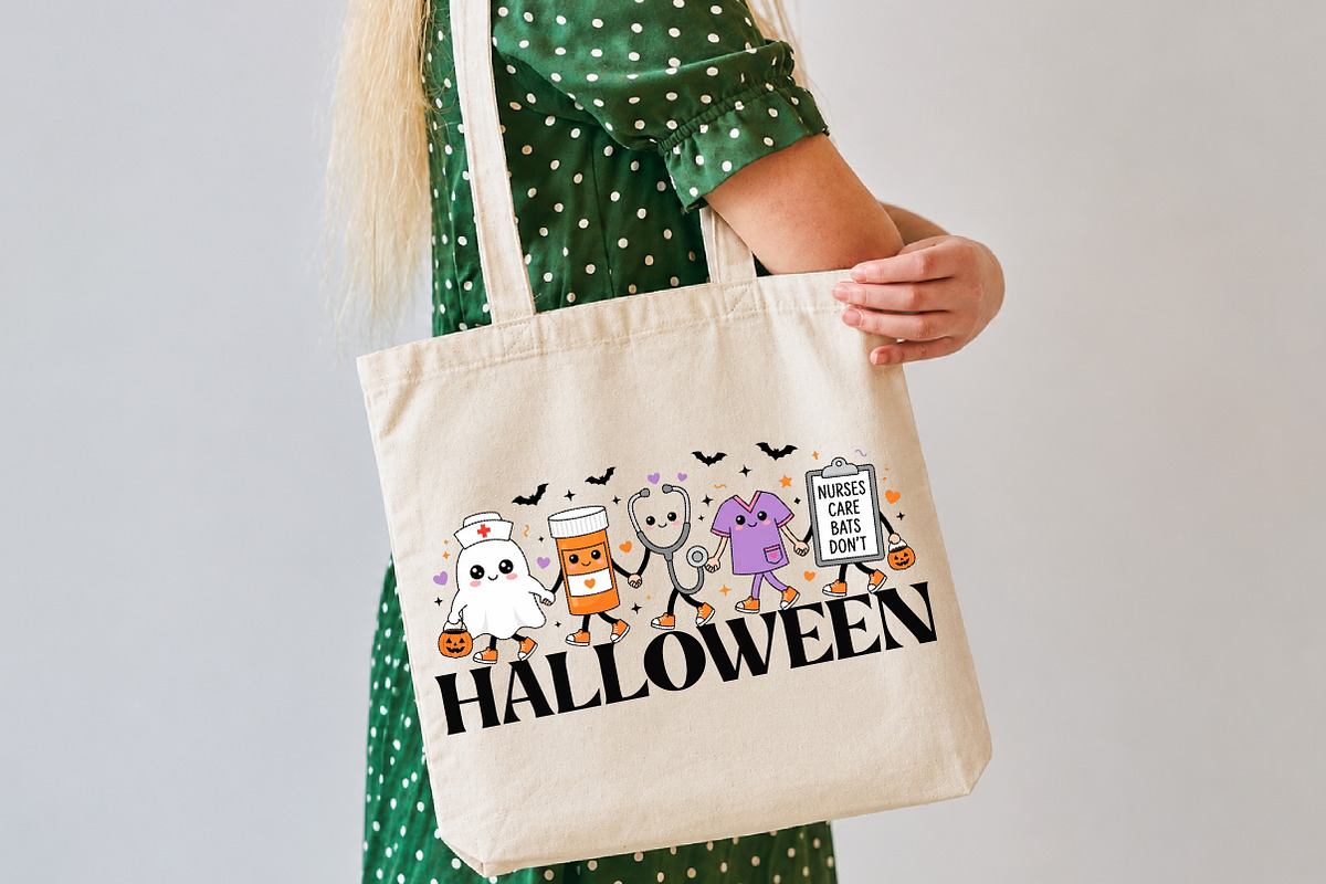 Nurses Care Bats Don't Halloween PNG, a Seasonal Illustration by DreamCafeArt (Photo 6 of 7)