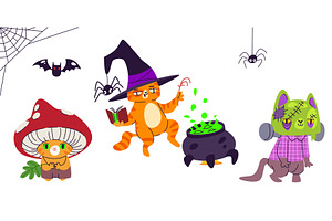 Cute pet characters in Halloween, an Animal Illustration by art PVP - market