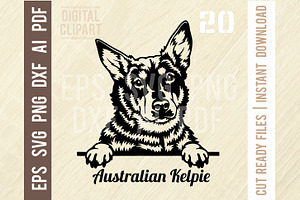 Australian Kelpie SVG - Peeking Dog