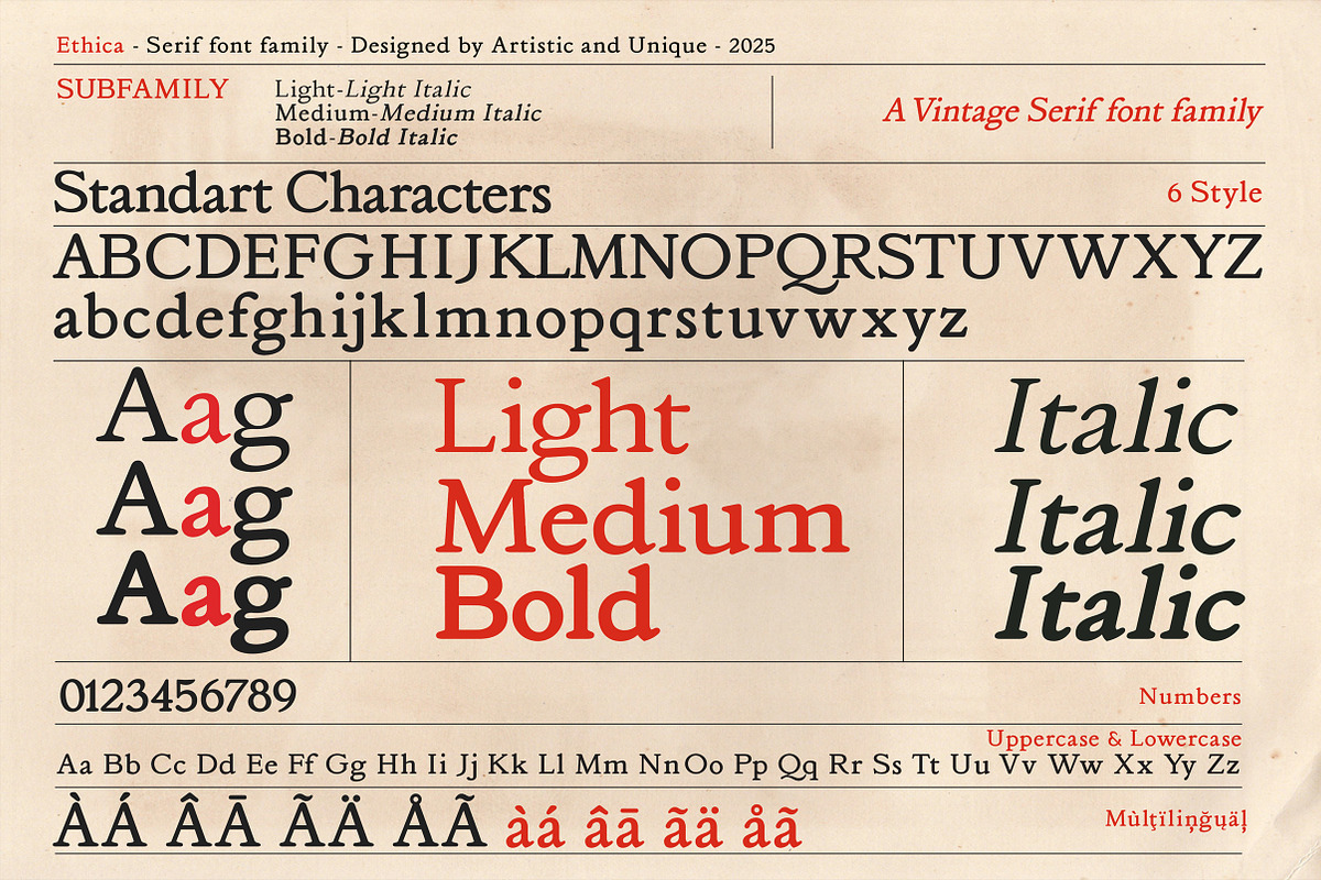 Ethica - Serif font family, a Serif Font by Artistic & Unique (Photo 2 of 15)