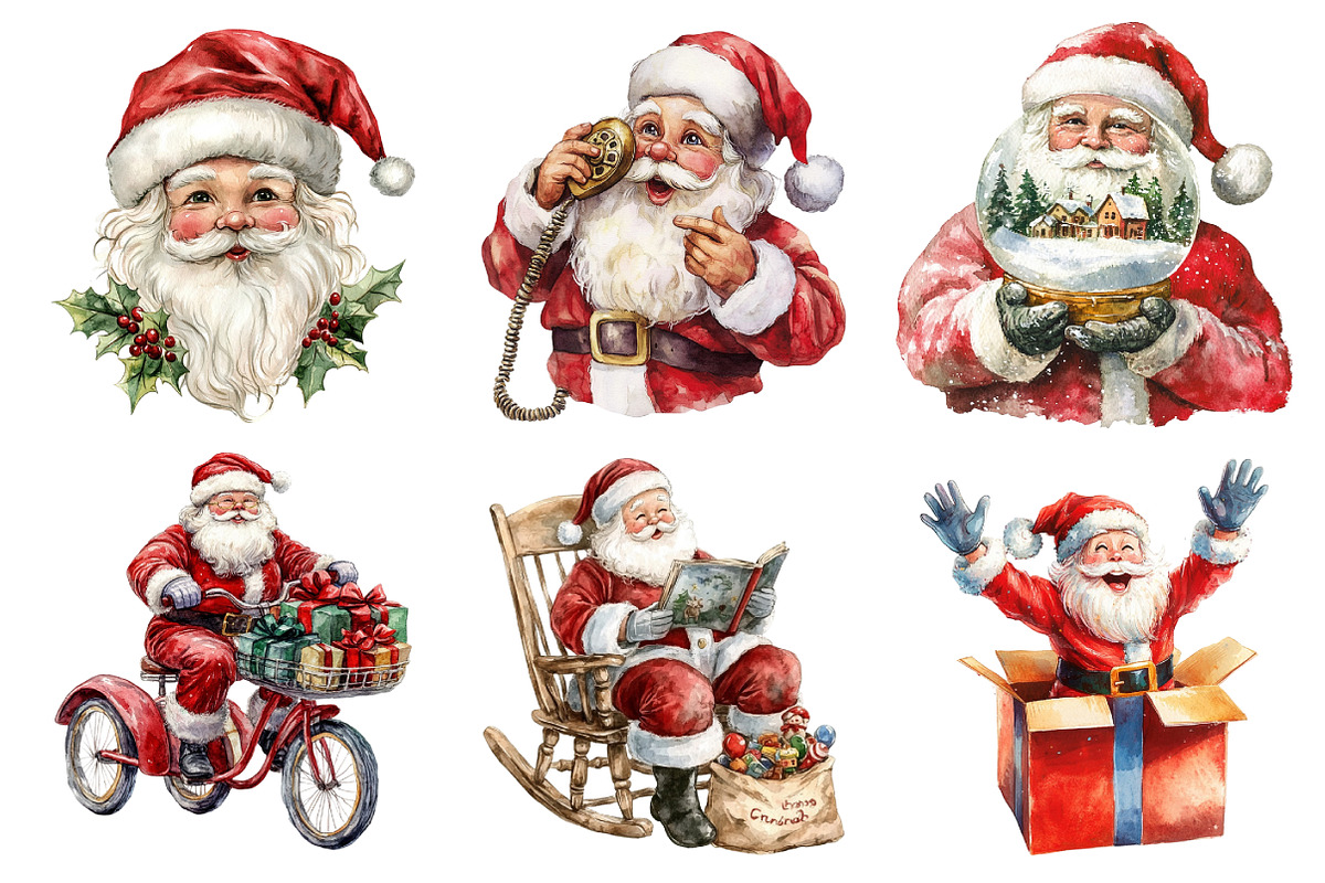 Retro Christmas Santa PNG Clipart, an Illustration by Daily.Designs (Photo 4 of 5)