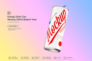 Energy Drink Can Mockup 250ml Bottom