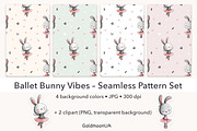 Ballet Bunny Vibes Patterns & Clipar, an Animal Illustration by GoldmoonUA (Thumbnail 1 of 5)
