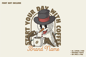 retro snowman with coffee mugs, a Branding & Logo Template by Judsart