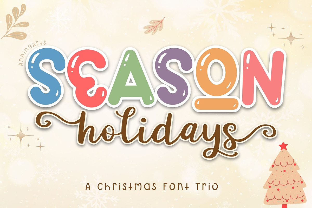Season Holidays Font Trio, a Script Font by AnningArts (Photo 1 of 9)