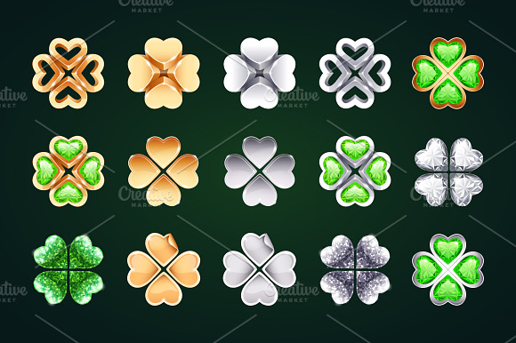 Vector Golden and Silver Clovers preview 5