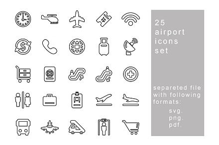 25 airport icons SVG PDF PNG