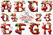 Spring cherry Alphabet clipart, an Illustration by RobertsArt (Thumbnail 1 of 7)