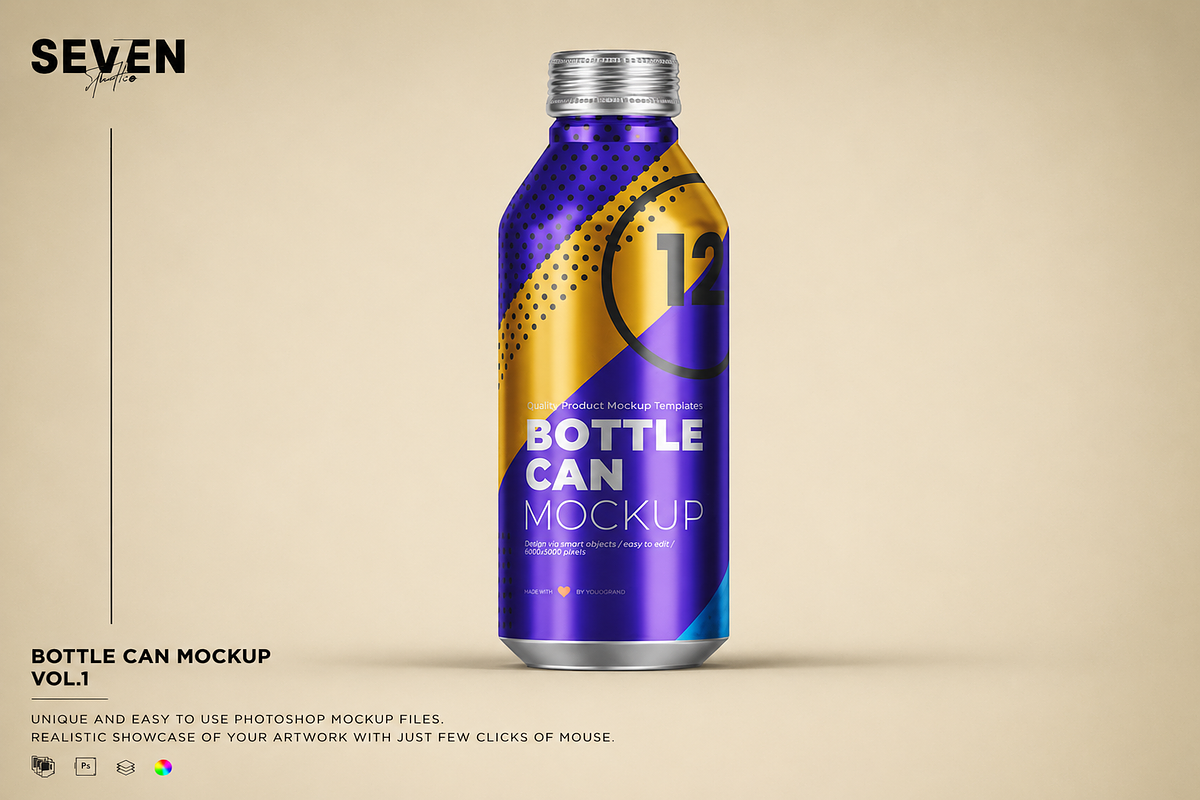 Aluminium Bottle Can Mockup, an Advertising Mockup by Se٧enStudio (Photo 1 of 2)