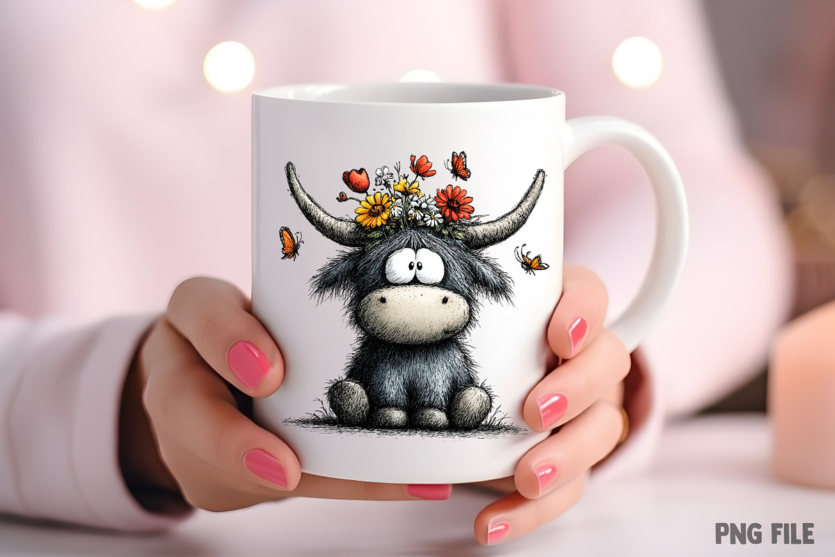 Whimsical Easter Highland Cow PNG, an Illustration by Craft Nest (Photo 8 of 11)