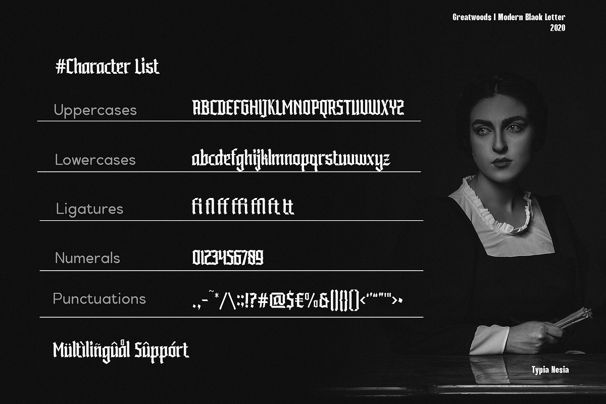 Greatwoods, a Blackletter Font by Typia Nesia (Photo 9 of 9)