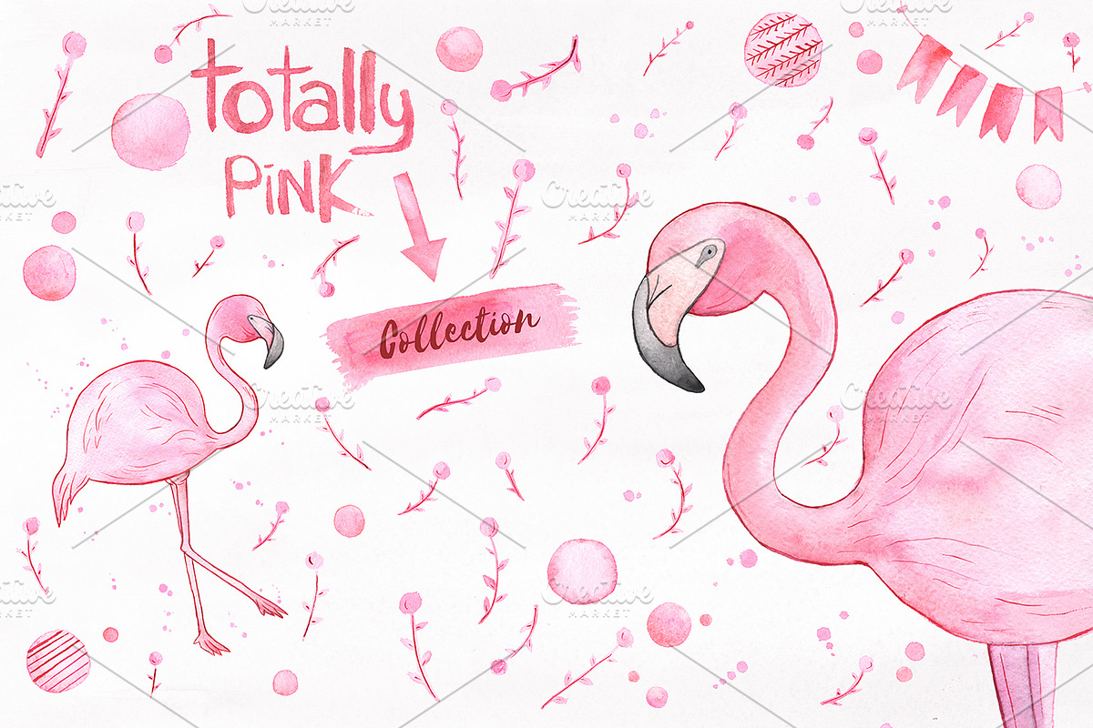 Totally Pink set + free backgrounds, an Illustration by Alena Ermakova (Photo 1 of 5)