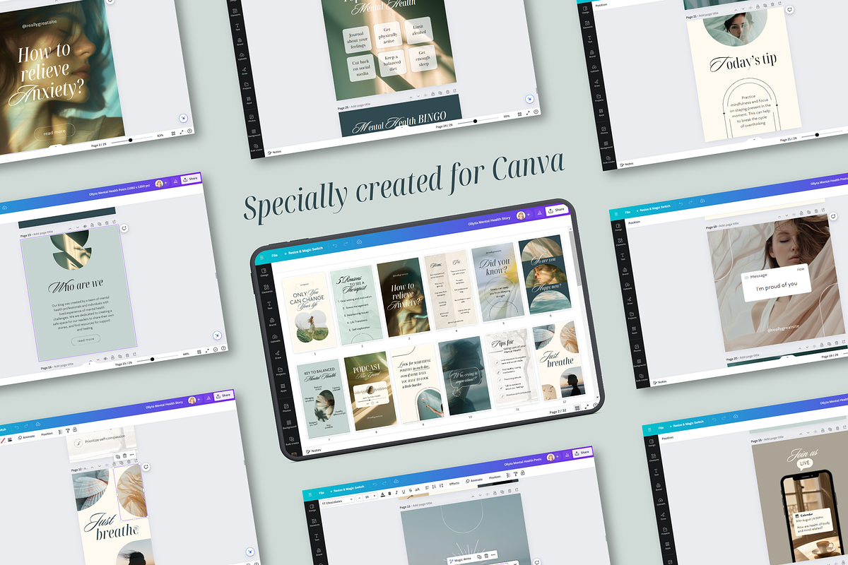 Mental Health Instagram Templates, a Social Media Template by Ollyta May (Photo 2 of 10)