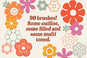 Retro Flowers Procreate Stamp Brush, a Brush Add-On by Dear Darling Design (Thumbnail 3 of 7)