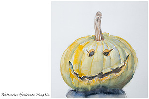 Watercolor halloween pumpkin
