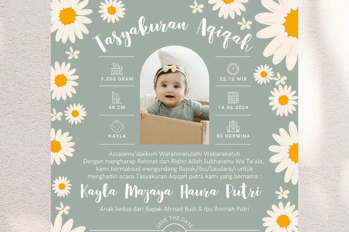 Sage Green Daisy Baby Shower Canva, an Invitation Template by Blooming Daisy (Photo 4 of 4)
