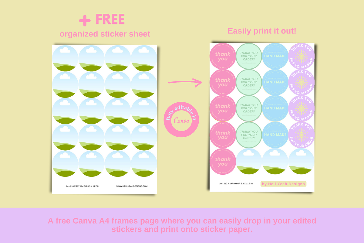 Pretty Pop Round Sticker Templates, a Stationery Template by Hell Yeah Designs (Photo 7 of 7)