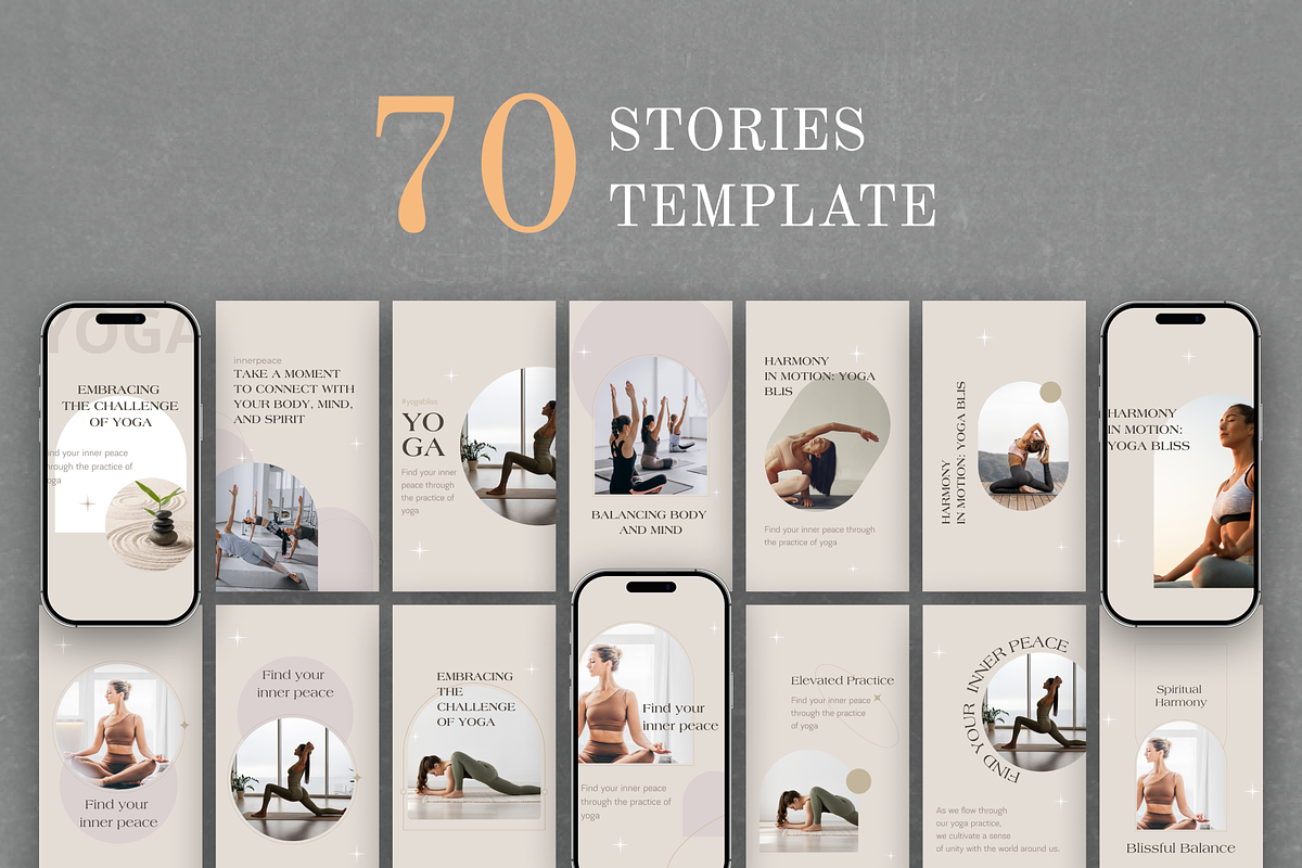 Yoga Instagram Stories Pack Canva, a Social Media Template by VeliusCreativeStudio (Photo 3 of 9)