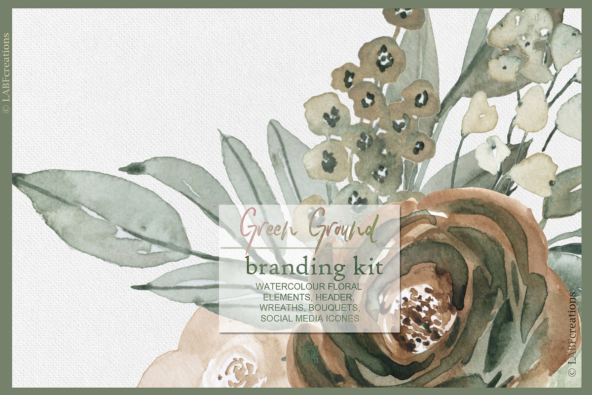 Green ground. Watercolor flowers, an Illustration by LABFcreations (Photo 6 of 10)