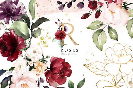Roses. Watercolor Floral Collection, a Decorative Illustration by Lisima