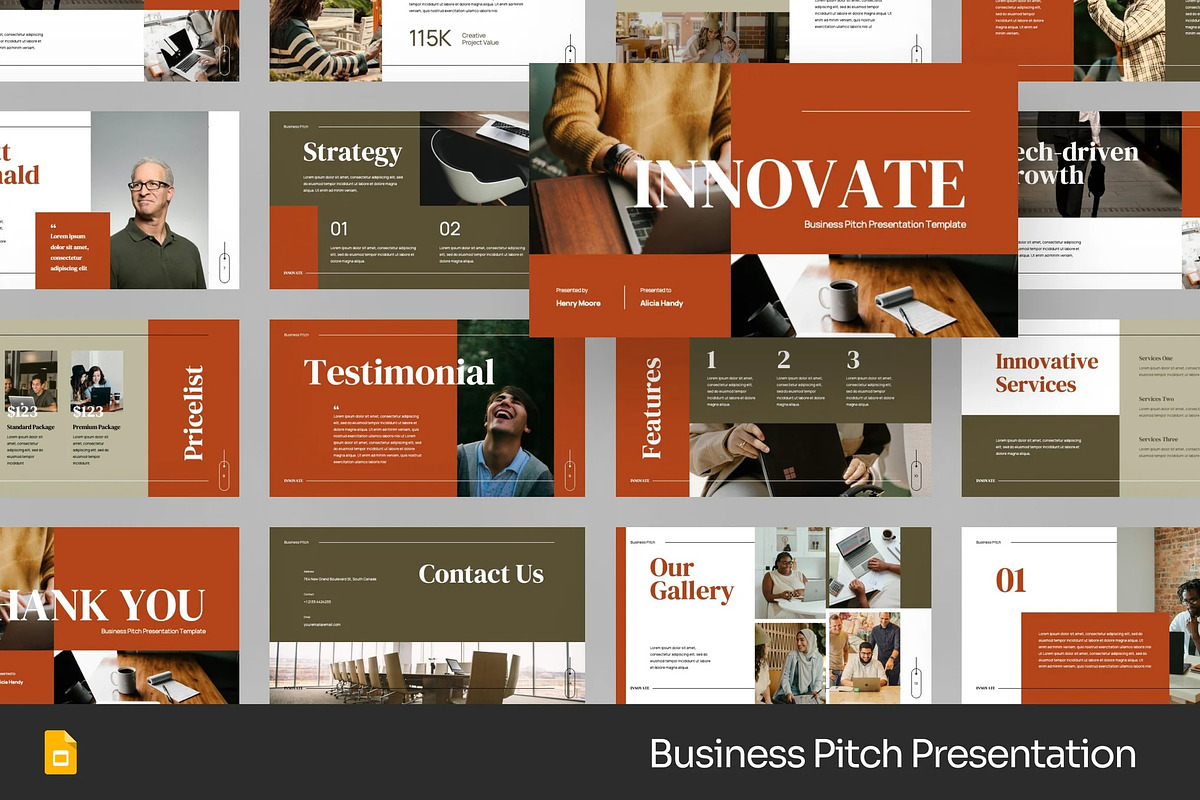 Business Pitch Deck GSlides, PPoint, a Presentation Template by Fit-tee (Photo 1 of 2)