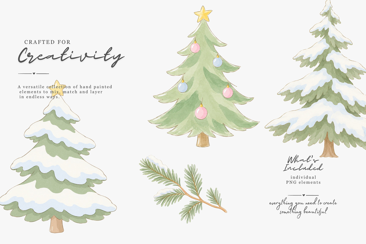pastel winter watercolor clipart set, a Decorative Illustration by Patishop Art (Photo 6 of 8)